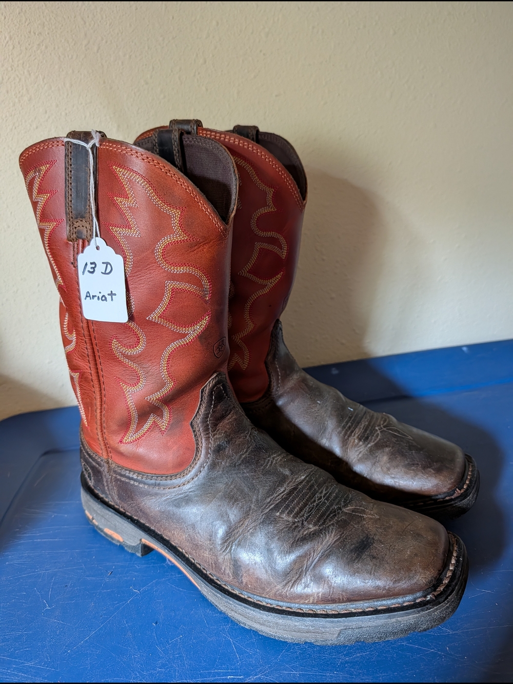 Ariat Men's Brown & Orange Leather Western Cowboy Boots